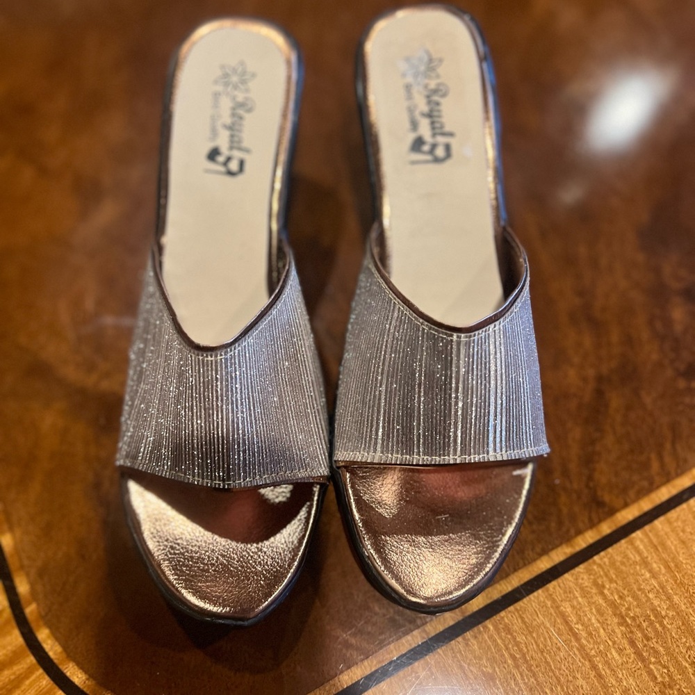 Perfect Party Shoe! Silver/gold shimmery slip on by Royal.